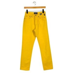 VERSACE Jeans Couture Vintage High Waist Mustard Yellow 90s Straight Leg Jeans